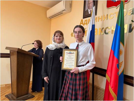 Победитель регионального этапа Всероссийской олимпиады школьников по кумыкской литературе.